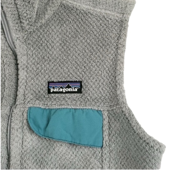 PATAGONIA Re-Tool Fleece Full Zip Vest in Gray w/ Teal Trim Size Small - Picture 3 of 4